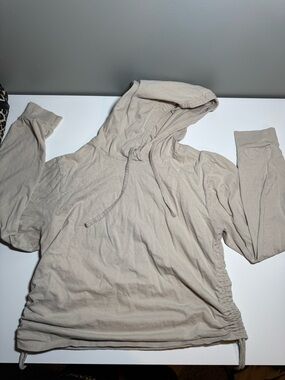 Light Beige Drawstring Hoodie